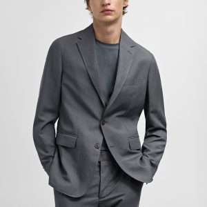 Slim-fit linen-blend suit jacket