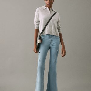 Cropped flared cargo jeans