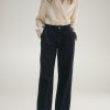 Rinse-wash wide leg jeans with pleats