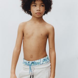 Palm trees print swimsuit trunks