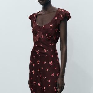 Short-sleeved floral midi-dress