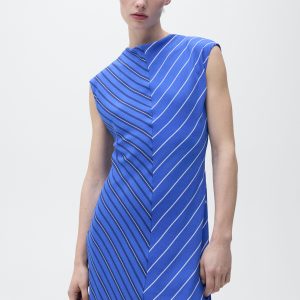 Combined striped flared dress