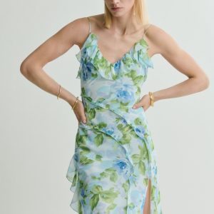 Ruffled floral print dress