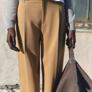 Straight-fit pleated pants