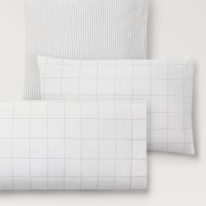 Two cotton percale two-tone check pillowcases 50x75 cm