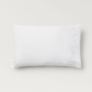 Two cotton hand-embroidered floral pillowcases 50x75 cm