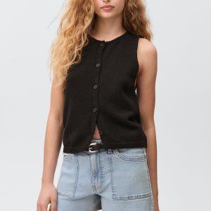 Frayed low-waist shorts
