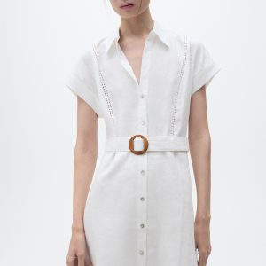 Belt linen dress