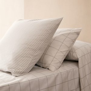 Two cotton percale two-tone striped pillowcases 60x60 cm