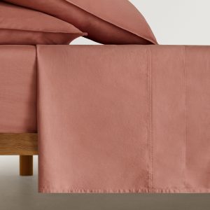 Washed cotton satin double-stitched top sheet for 90 cm bed