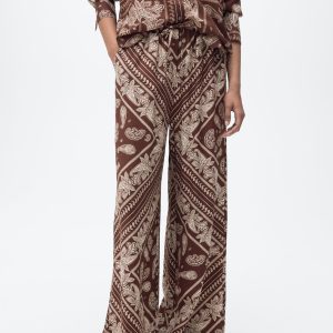 Paisley-print wide leg pants