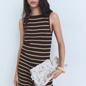 Knitted top with geometric print