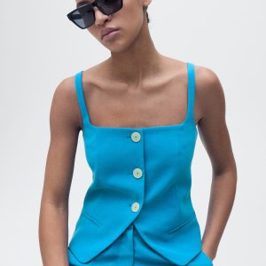 Suit vest with open back