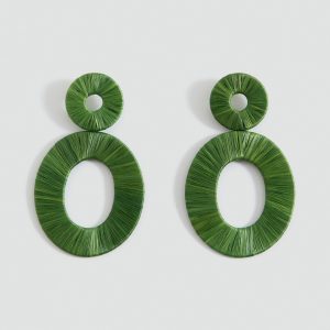 Natural fiber circular-design earrings