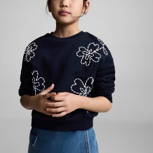Embroidered floral cotton sweatshirt