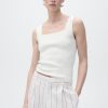 Fine-knit top with low neckline