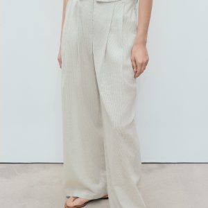 Straight-fit linen-blend suit pants