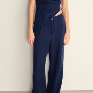 Wide leg lyocell pants with pleats