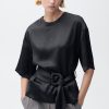 Satin blouse with belt