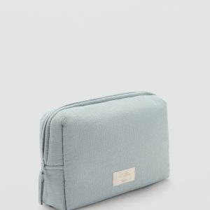Textured cotton cosmetic bag