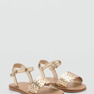Sandals with metallic flower