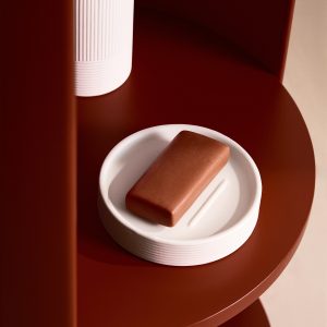 Stoneware soap dish with relief