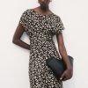 Animal-print dress with frayed edges