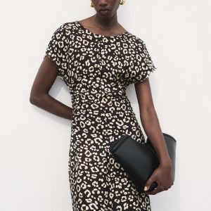 Animal-print dress with frayed edges