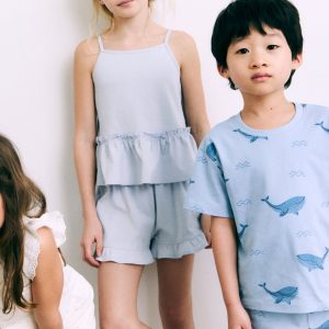 Pajama shorts with ruffles