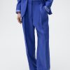 Wide-leg pleated suit pants