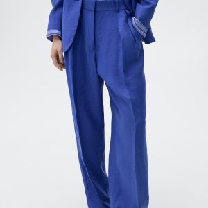 Wide-leg pleated suit pants