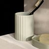 Striped stoneware bathroom tumbler