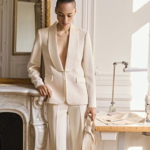 Suit blazer with satin lapels