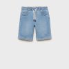 Denim bermuda shorts with drawstring