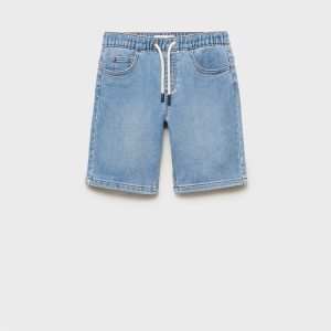 Denim bermuda shorts with drawstring