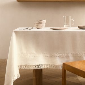100% linen lace tablecloth for 6 to 8 diners