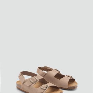 Split leather sandals with buckle
