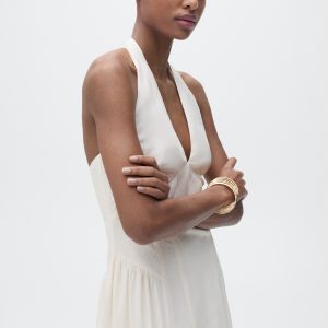 Halter-neck linen dress
