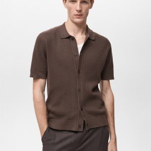 Knitted structured shirt with lace design