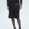 Faux-leather pencil skirt