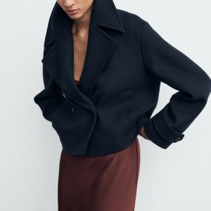 Wool-blend jacket with maxi lapels