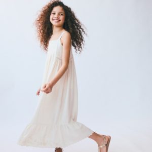 Cotton linen embroidered dress