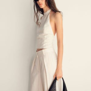 Striped halter-neck top