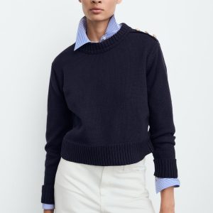 Knitted sweater with jewel buttons