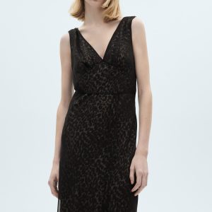 Animal-print v-neck dress