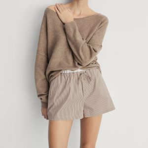 Striped pajama shorts with elasticated detail