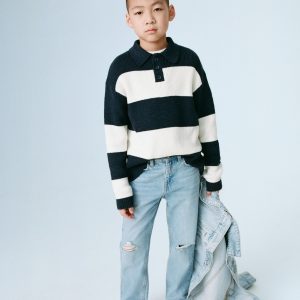 Striped polo-style sweater