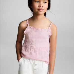 Top with Swiss embroidery detail