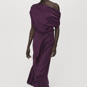 Asymmetrical satin dress