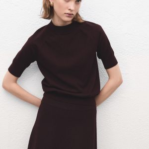 Short-sleeved wool-blend sweater